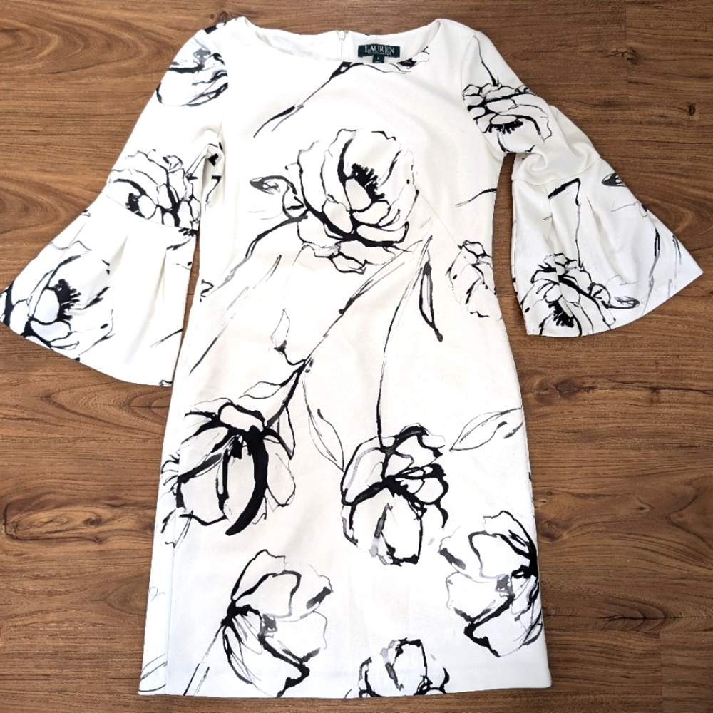 Ralph Lauren, sized 2 black and white floral dress